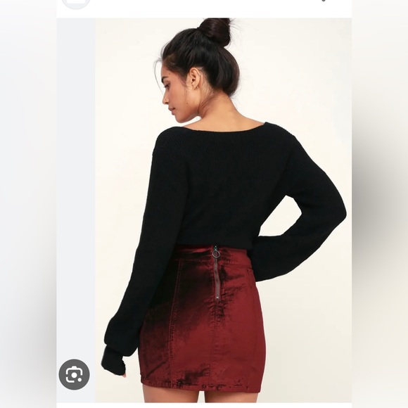 Free People Red Velvet Mini Skirt NWOT - Picture 2 of 6